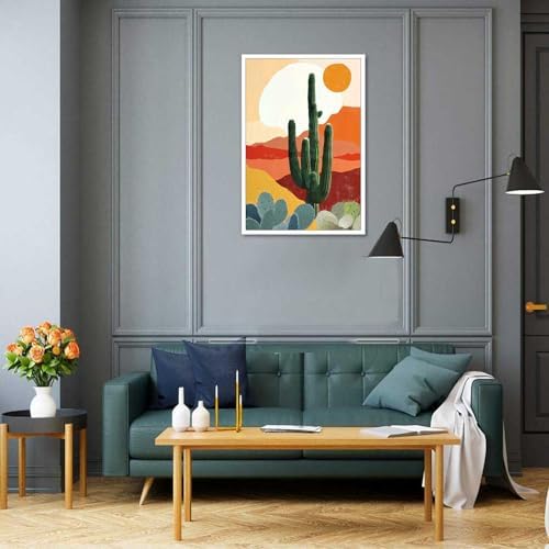 Vintage Desert Landscape Cactus Sunset Poster 24x36in