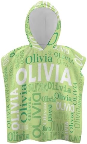 Husguciy Personalized Hooded Bath Towel for Kids Light Green