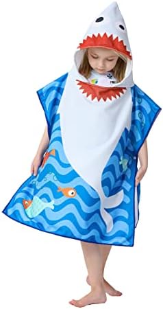 Toddler Bath Beach Towel Poncho with Hood and Snap