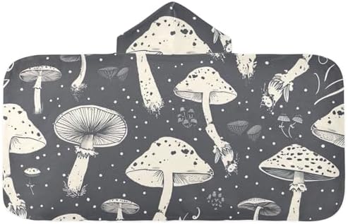 Mushrooms Black Kids Bath Towel 24x50 Hooded Towel for Children
