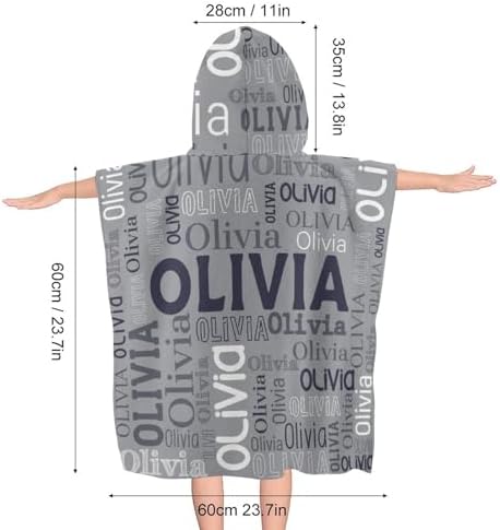 Husguciy Personalized Kids Hooded Bath Towel with Name