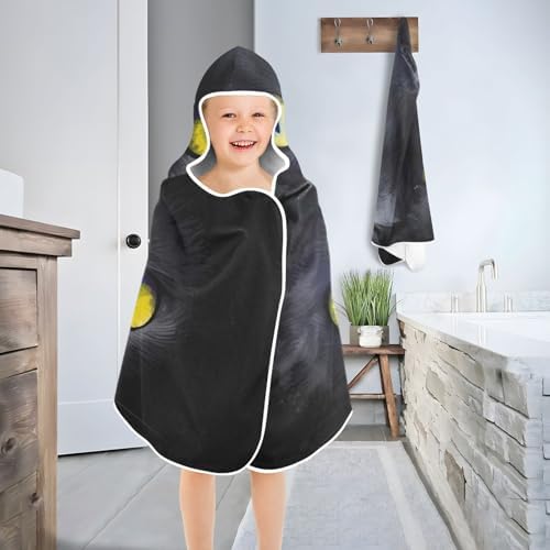 Black Cat Kids Bath Towel 24x50 Inch Hooded Wrap