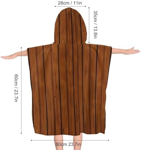 Kids Hooded Beach Towel with Brown Wood Pattern