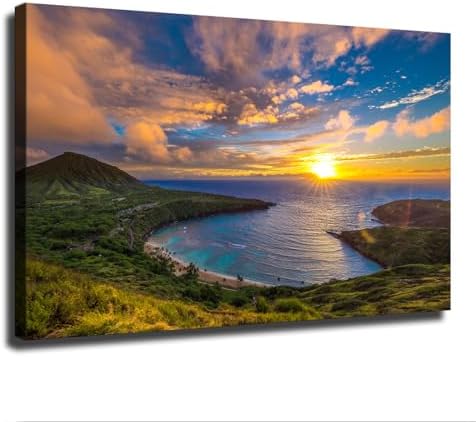 Sunrise at Hanauma Bay Landscape Poster Canvas Print 20x30 Framed