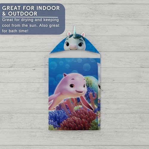 Franco DreamWorks Not Quite Narwhal Hooded Bath Towel 24x50 Inch