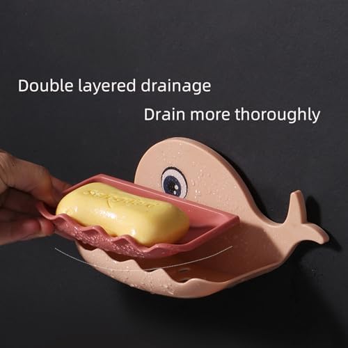 3 Pieces No Drilling Soap Holder with Drain Blue