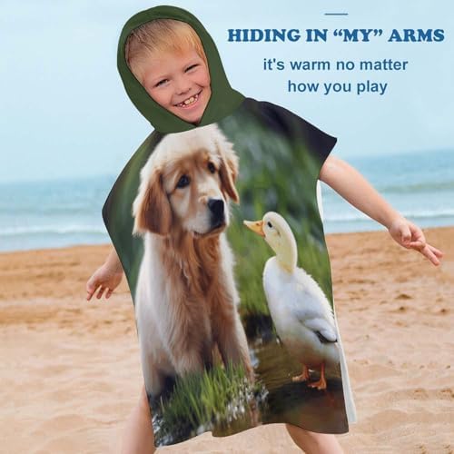 Dog And A Duck Kids Bath Towel with Hood
