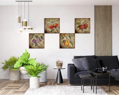 NLKTIYC Fruit Wall Art Set 4 Panels Canvas Print