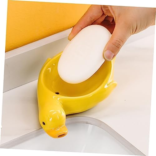 Cute Duck Ceramic Soap Holder with Self Draining Feature