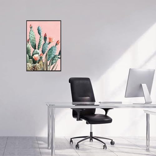 Vintage Desert Landscape Cactus Poster 16x24in Framed