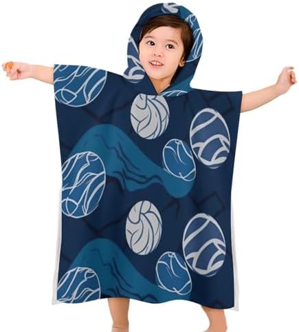 Kids Bath Towel with Blue Volleyball Print