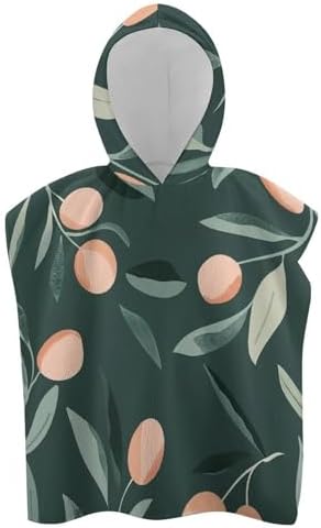 Kids Bath Towel with Hood Olive Leaves Print