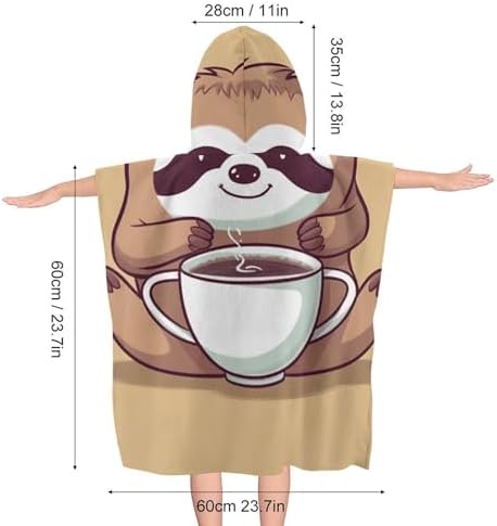 YTDRZ Kids Hooded Beach Towel with Yoga Sloth Coffee Print