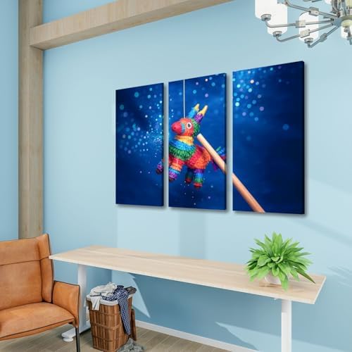 3 Panels Mexican Piata Party Canvas Art Poster Print