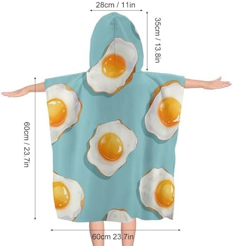 Kids Hooded Beach Towel with Blue Fried Egg Print