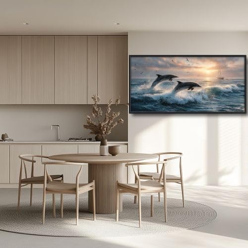 Lunavix 30x60 Ocean Canvas Wall Art Dolphin Decor