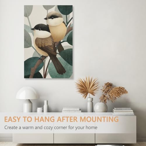 JKQUTZPUE Unframed Canvas Art Two Birds Facing Each Other