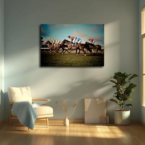 Horse Racing Equestrian Canvas Poster Framed Wall Art 20x30inch
