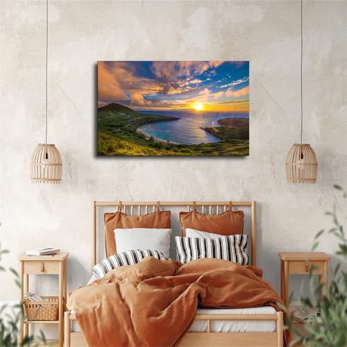 Sunrise at Hanauma Bay Landscape Poster Canvas Print 20x30 Framed