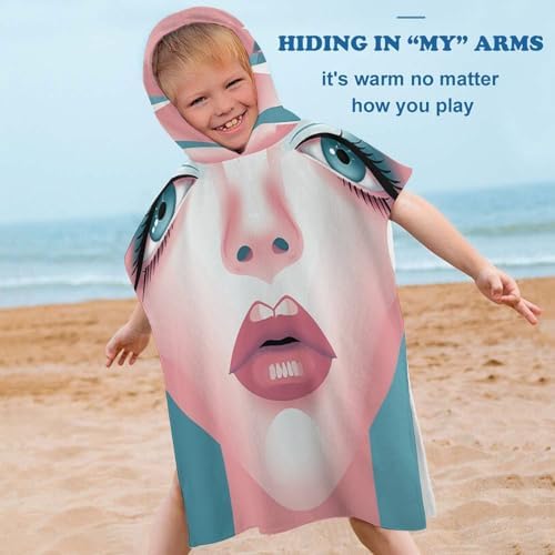 Kids Hooded Bath Towel with Face Silhouette Print