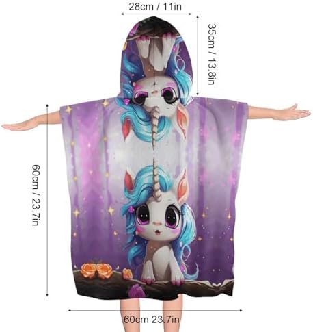 Kids Unicorn Print Hooded Beach Towel