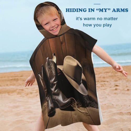 Kids Hooded Towel with Cowboy Print