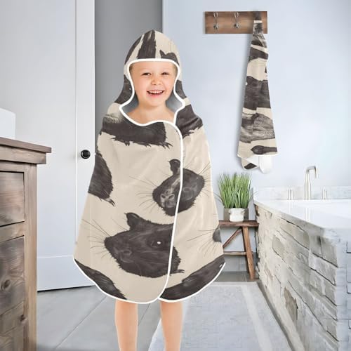 Msyxl Guinea Pig Pattern Hooded Kids Bath Towel