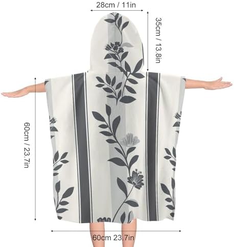 Kids Hooded Bath Towel with Gray Pattern