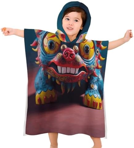 Kids Hooded Bath Towel with Lion Print