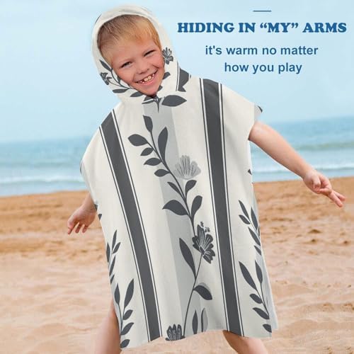 Kids Hooded Bath Towel with Gray Pattern
