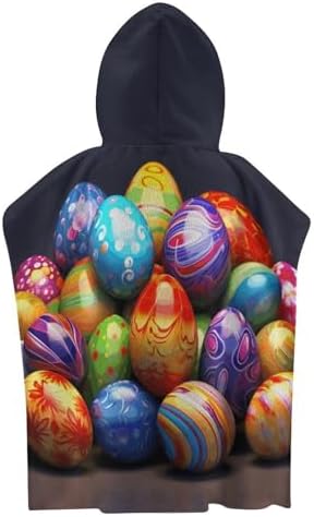 Kids Hooded Bath Towel with Easter Eggs Design