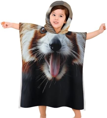Kids Hooded Bath Towel with Sticking Out Tongue Print