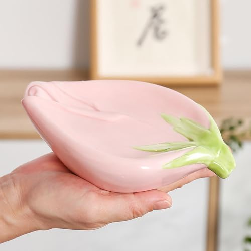 Ceramic Self Draining Soap Dish with Rose Design