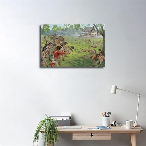 Battle of Lexington American Revolutionary War Poster Canvas Wall Art Print 16x24inch Unframed