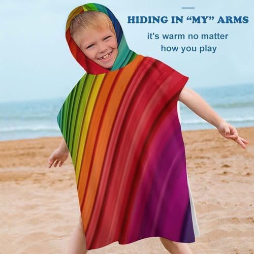 Kids Hooded Bath Towel with Rainbow Stripes