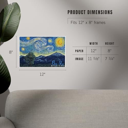 Lantern Press 8x12 Art Print Big Sky Montana Starry Night