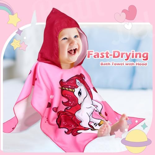 Oudain 6 Pcs Hooded Bath Towels for Kids 1