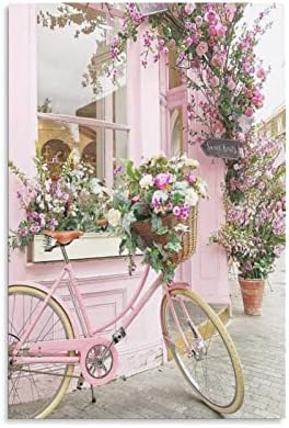 Paris Florist Romantic Pink Bike Wall Art Painting