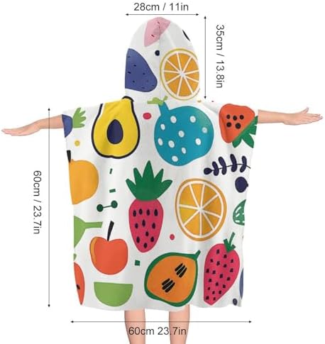 Kids Hooded Bath Towel with Fruit Print