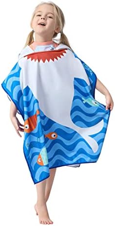 Toddler Bath Beach Towel Poncho with Hood and Snap