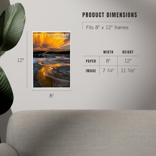 Lantern Press 8x12 Art Print Yellowstone Yellow Sky