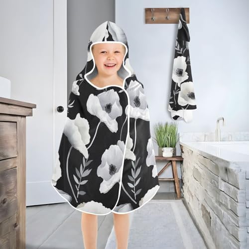 J JOYSAY White Hooded Kids Beach Towel
