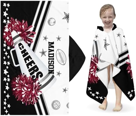 Personalized Kids Bath Towel with Hood and Cheer Quote Football Design