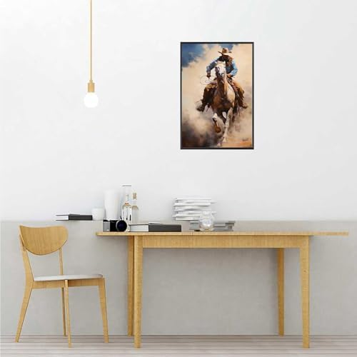 Vintage Western Cowboy Poster 12x16in Framed