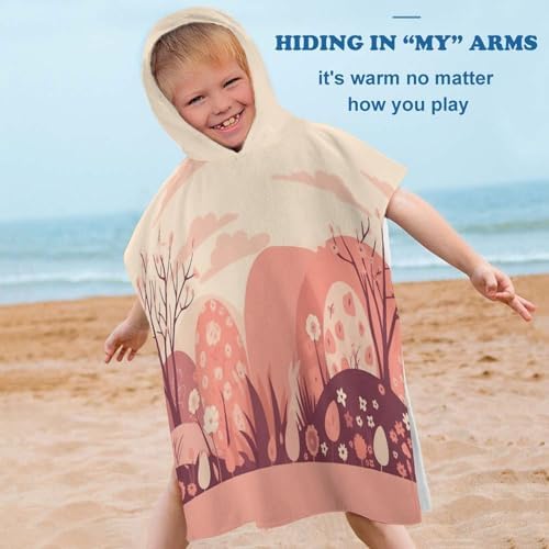 Kids Hooded Bath Towel with Mountain Pattern
