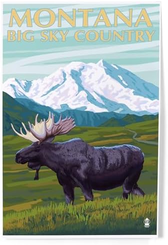 Lantern Press 8x12 Art Print Montana Big Sky Country Moose Mountain