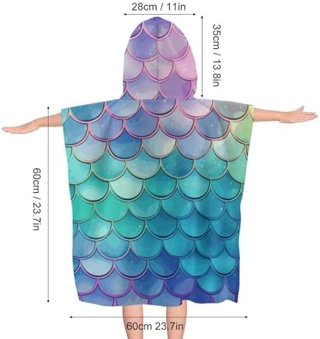 Kids Hooded Bath Towel Mermaid Print