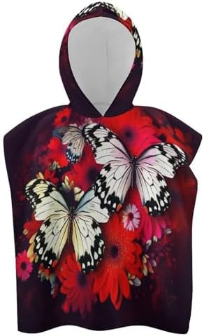 Colorful Kids Hooded Towel with Butterflies