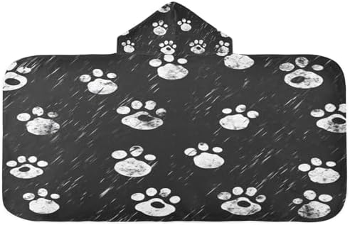 Blueangle Kids Bath Towel with Dog Paw Print Design