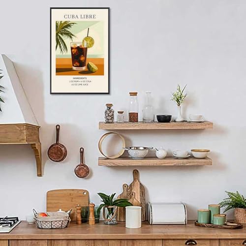 Cocktail Poster Colorful College Style Framed 12x16in